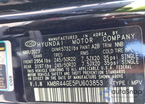 2023 Hyundai Palisade Sel from USA, damaged, VIN KM8R44GE5PU603853